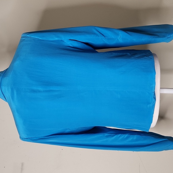 Silk tailored fitted vibrant blue button-down blazer casual or office Quality - Picture 3 of 8